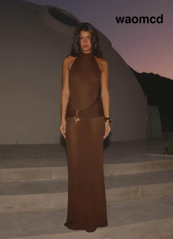 Saoirse Knit Maxi Dress - Chocolate