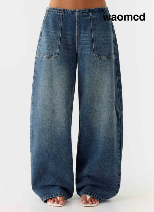 Seethal Low Rise Washed Denim Jeans - Mid Wash Blue