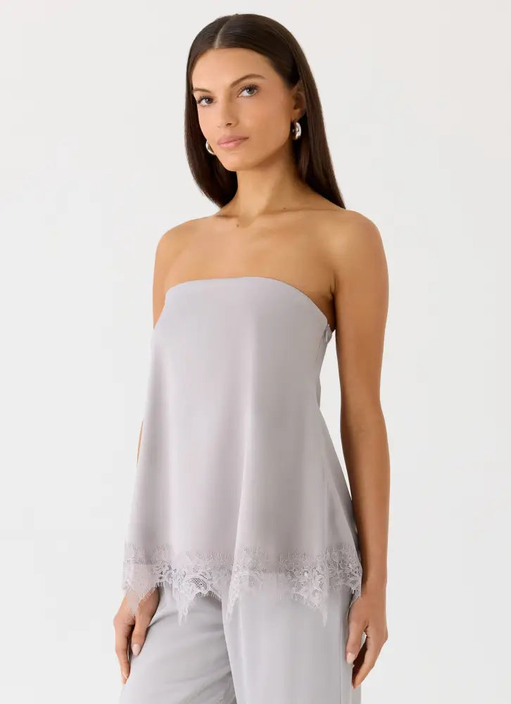 Sella Strapless Top - Misty Blue