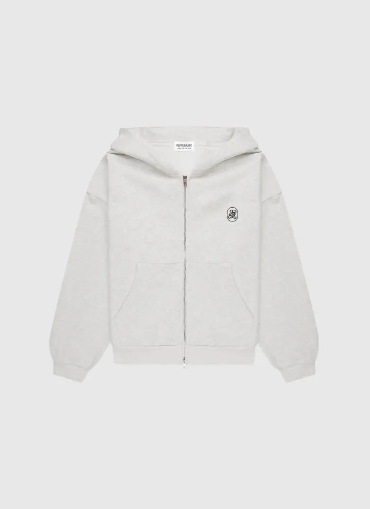 Signature Double Zip Up Hoodie - Grey