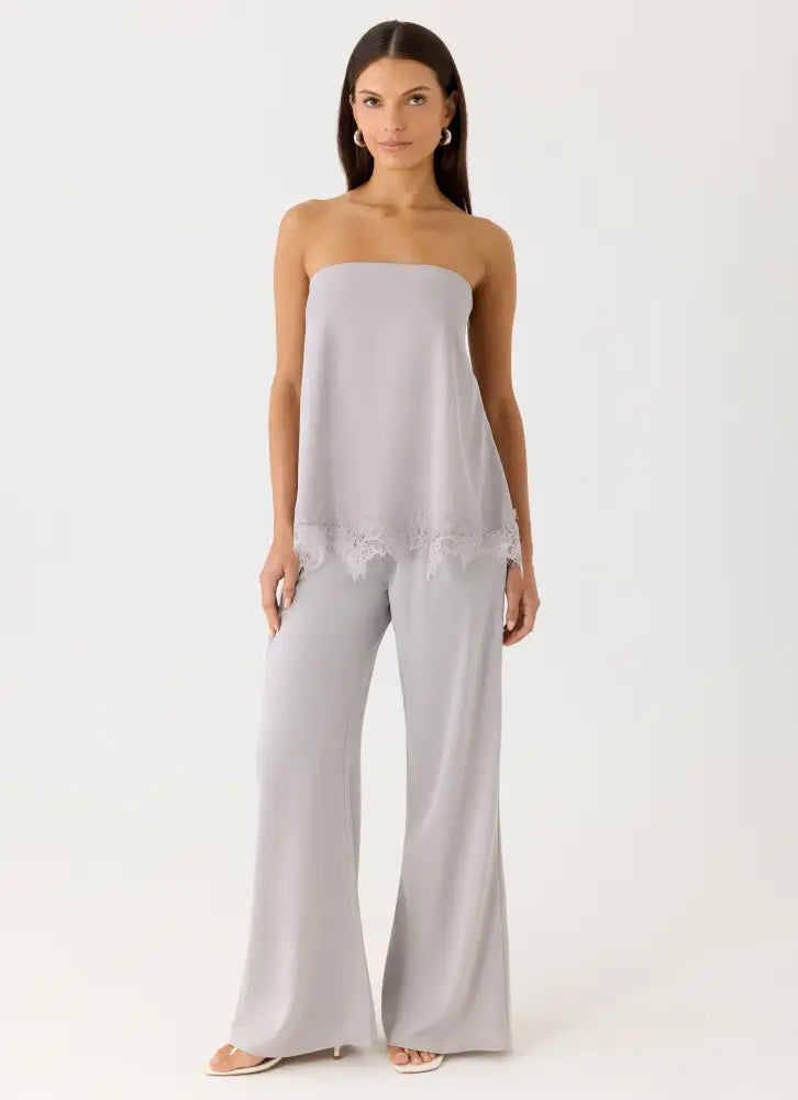 Sorena Low Rise Flared Pants - Misty Blue